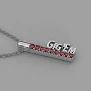 Gig'Em pendant with garnet accents on a silver chain.